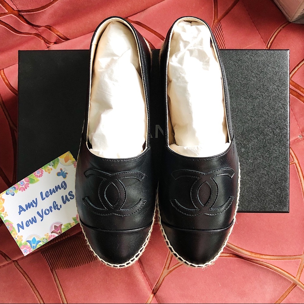 ❌SOLD❌ Chanel Black Lambskin Espadrilles